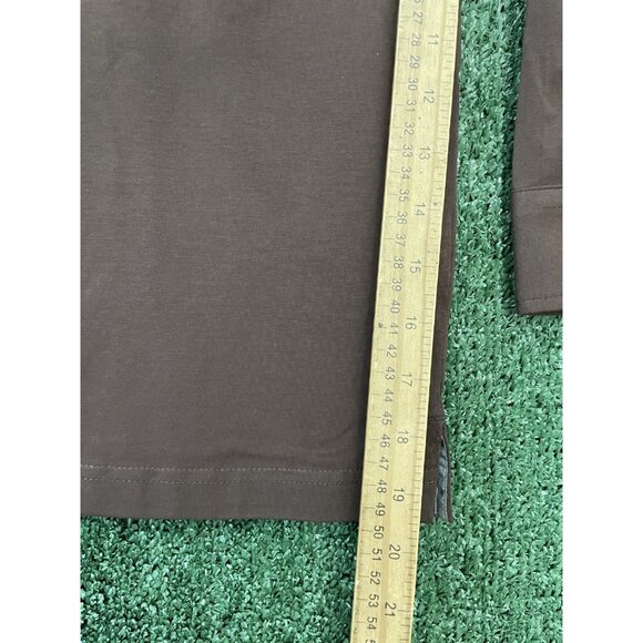 NWT VEBOON Men's Polo Shirt Long Sleeve Cotton Flex Brown Button 1/4 Size 3XL - Picture 10 of 14